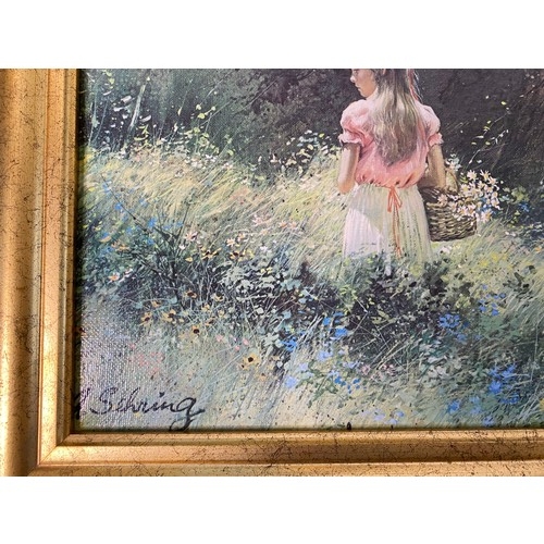 890 - Selection of 3 x signed oil on canvas prints by Adolf Sehring. Framed and measuring 55 x 45 cms