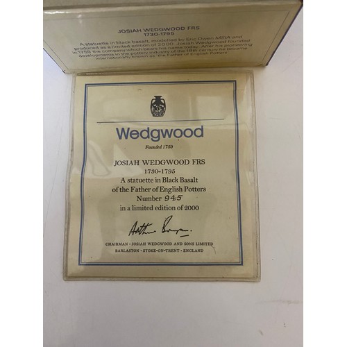 331 - Boxed limited edition with certificate Wedgwood figure of Josiah Wedgwood in Black basalt. No. 945 o... 