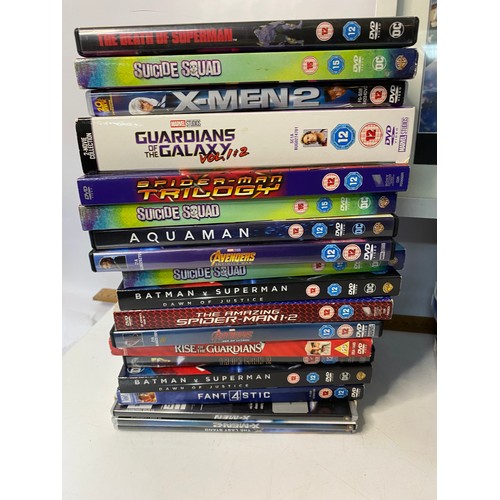 104 - Box of Marvel/DC DVD's and Bluerays and an Ant Man picture