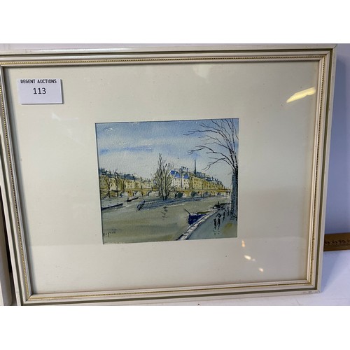 113 - 2 x framed watercolours of city scenes.