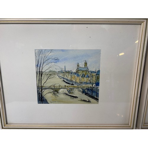 113 - 2 x framed watercolours of city scenes.