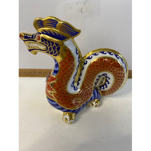 138 - Royal Crown Derby Imari dragon paperweight and a Crown Derby style Imari pattern frog