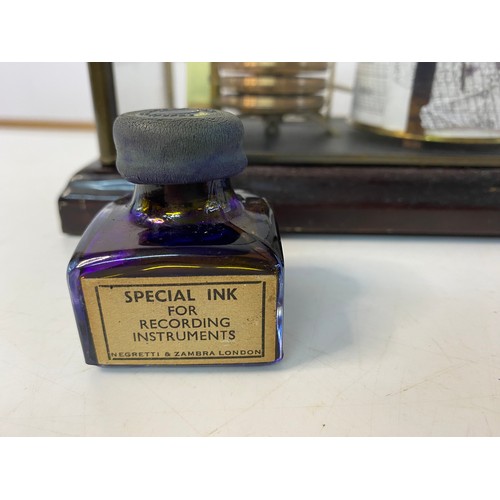 147 - Vintage Barograph barometer with ink bottle.