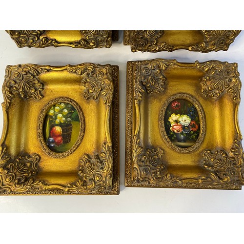 173 - 4 x vintage gilt framed oil on board still life paintings measuring 22x19cms