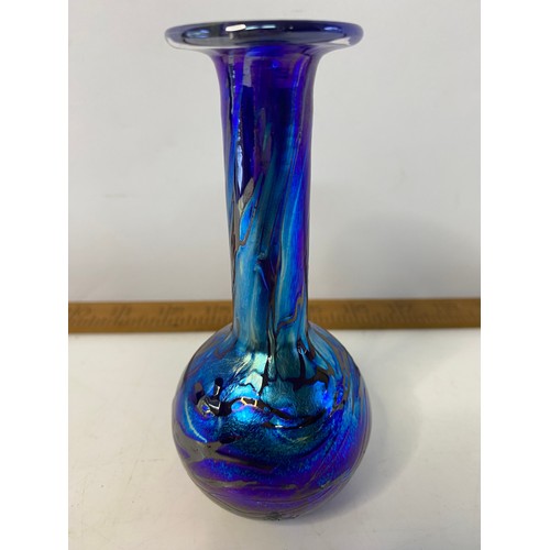 177 - Maltese Gozo glass iridescent vase from the Midnight collection standing 13.5cms tall