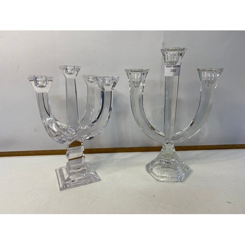 180 - A 5 arm Bleikristall crystal candelabra and a Nachtmann 3 arm candelabra, largest measuring 28cms ta... 