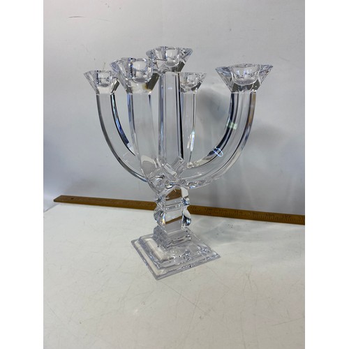 180 - A 5 arm Bleikristall crystal candelabra and a Nachtmann 3 arm candelabra, largest measuring 28cms ta... 