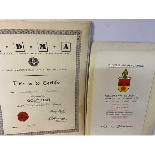 4 - Selection of vintage dance medals and award sheets.