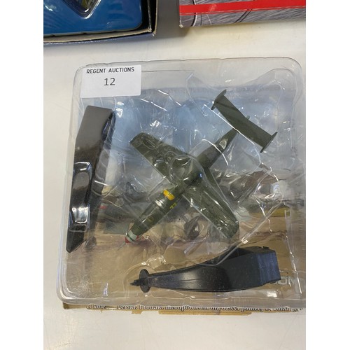 12 - 3 die cast model aircraft.