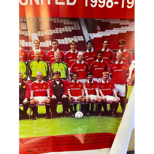 30 - 2 x Large Man Utd posters. 1998-99 measuring 140 x 100 cms