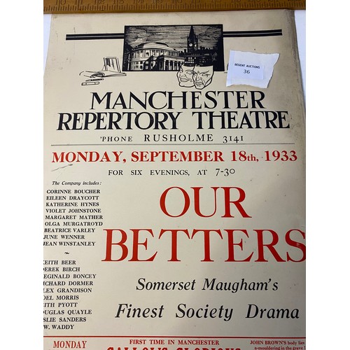 36 - Original 1933 Manchester Reportory Theatre programme of Somerset Maughans 