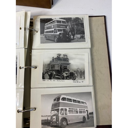 56 - 3 x albums of rail, train, tram, bus - transport postcards and photos