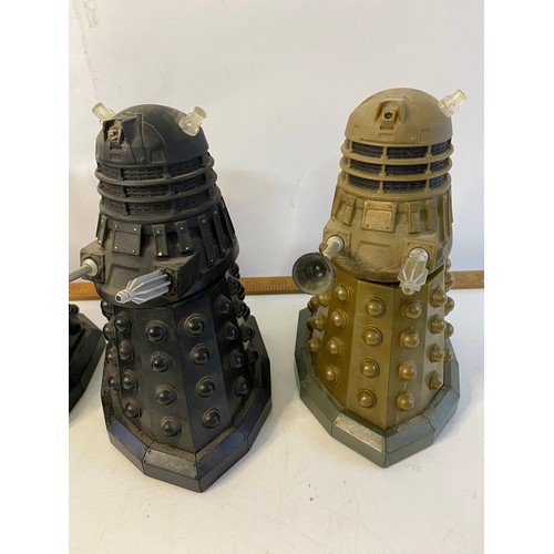 67 - 4 x Doctor Who 'Daleks', spares or repair tallest standing 27 cms tall