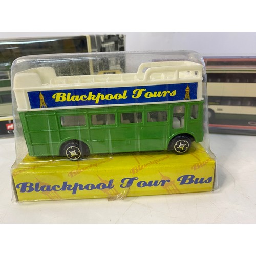 84 - 3 x boxed Diecast models from Corgi,  Blackpool Balloon Tram, No 22a St. Annes via Blackpool bus and... 