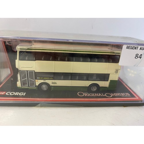 84 - 3 x boxed Diecast models from Corgi,  Blackpool Balloon Tram, No 22a St. Annes via Blackpool bus and... 