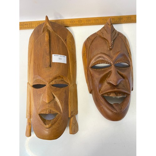 90 - 3 x African masks, largest measures 42 cms tall