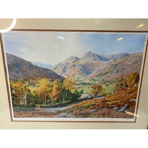 350 - Framed signed print by Keith Mellor of Great Langdale measuring 69 x 53 cms