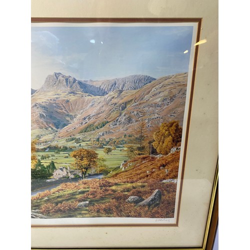 350 - Framed signed print by Keith Mellor of Great Langdale measuring 69 x 53 cms