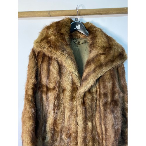 485 - Vintage ladies fur coat and stole, tear on right sleeve