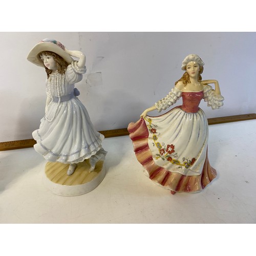 502 - Selection of figurines including English Ladies Co 'Celtic Ladies', Coalport 'Childhood Joys', 'Beau... 