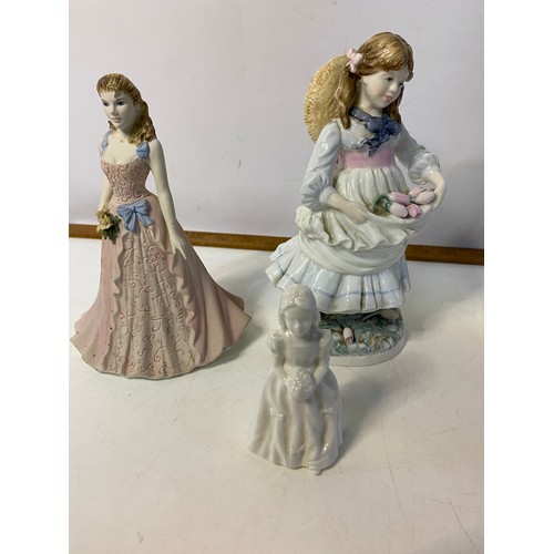 502 - Selection of figurines including English Ladies Co 'Celtic Ladies', Coalport 'Childhood Joys', 'Beau... 