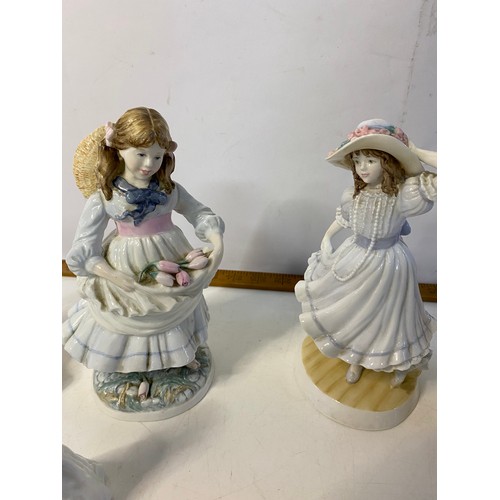 502 - Selection of figurines including English Ladies Co 'Celtic Ladies', Coalport 'Childhood Joys', 'Beau... 