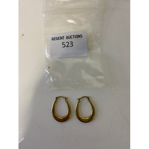 523 - Pair of ear-rings in 9ct gold bonded onto 925 silver