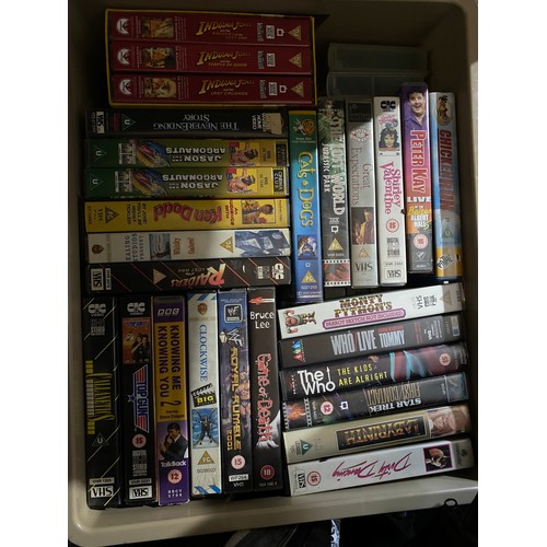 124 - Quantity of VHS tapes including music, stand up, kids, exerise and others.