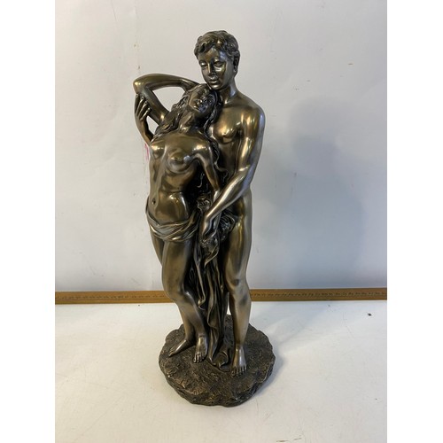 133 - 3 cast resin nude and figural group sculptures, tallest is 34cms.