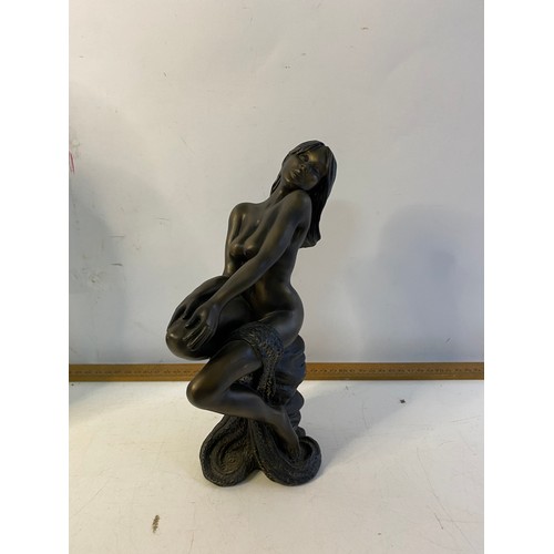 133 - 3 cast resin nude and figural group sculptures, tallest is 34cms.