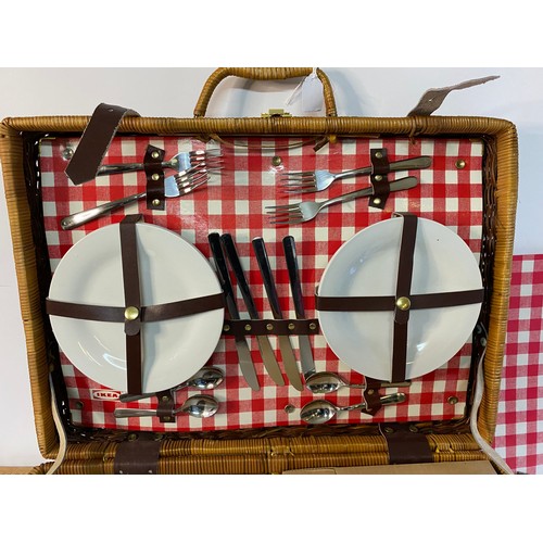 155 - Vintage picnic hamper and contents