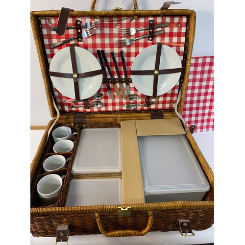 155 - Vintage picnic hamper and contents