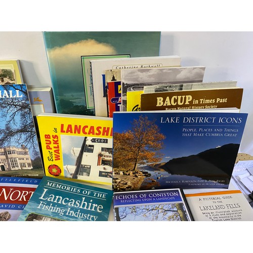 156 - Box of local history books from Lancashire, Cumbria and Manchester.