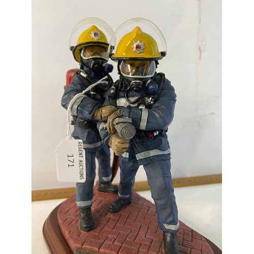 171 - Ballantynes of Walkerburn figure of firefighters 21cms tall.