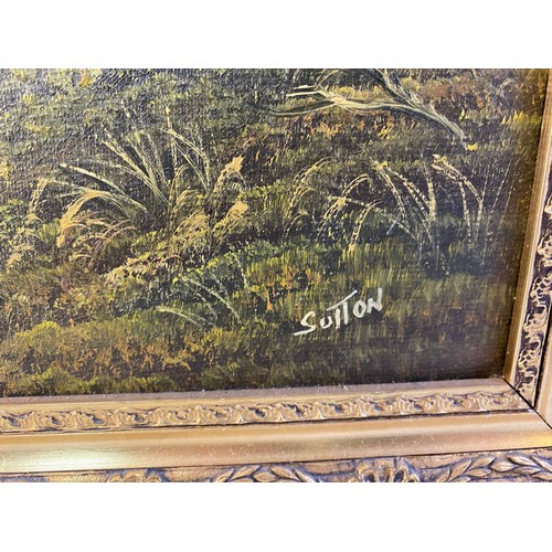 175 - Keith Sutton original oil painting in gilt frame titled River Derwent, signed and dated 1980, 33x58c... 