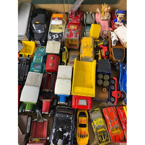 176 - Box of vintage toy cars from Matchbox and Corgi mostly from 1970s/80s, in playworn condition.