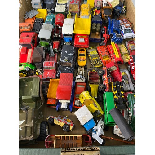 176 - Box of vintage toy cars from Matchbox and Corgi mostly from 1970s/80s, in playworn condition.