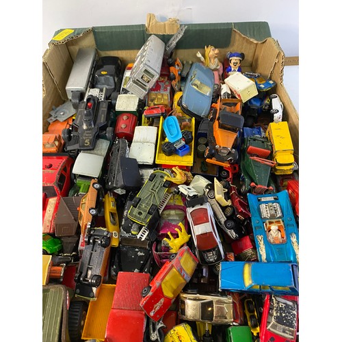 176 - Box of vintage toy cars from Matchbox and Corgi mostly from 1970s/80s, in playworn condition.