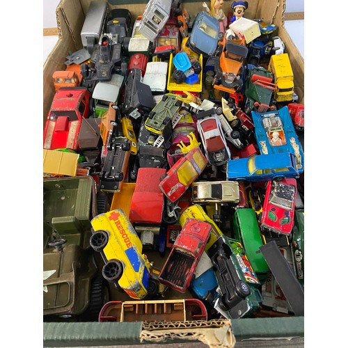 176 - Box of vintage toy cars from Matchbox and Corgi mostly from 1970s/80s, in playworn condition.