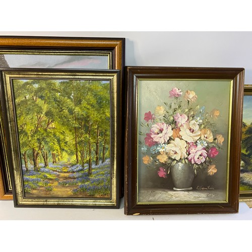 178 - Collection of vintage framed oil and watercolour paintings, some are signed. Largest is 45x36cm