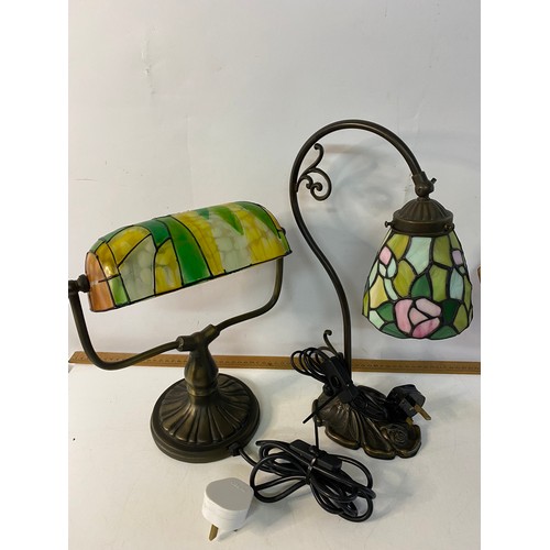 185 - 3 Table lamps with Tiffany style shades.