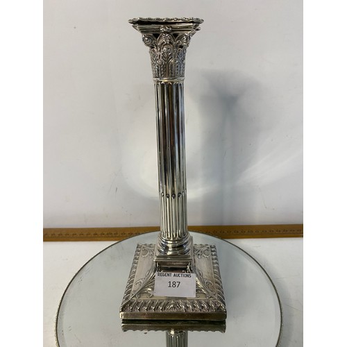 187 - Sheffield 1895 pair of silver hallmarked Corinthian column candlesticks made by Hawkesworth, Eyre & ... 