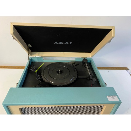 190 - Akai A60022 retro style portable record player with bluetooth.