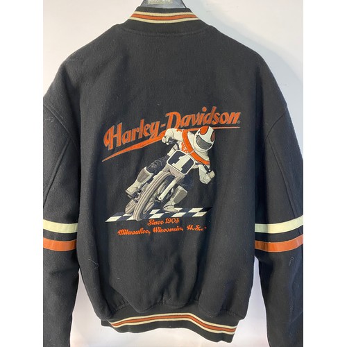 201 - Harley Davidson wool blend Varsity bomber jacket size large.