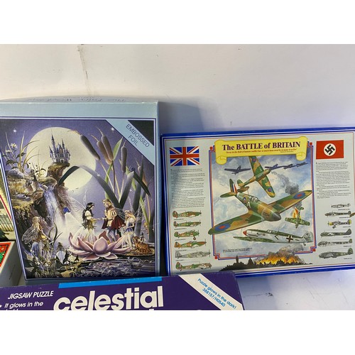 401 - 5 Vintage boxed 1990s puzzles including The Fairy Wedding, The Battle of Britain, Heraldic Scrolls a... 