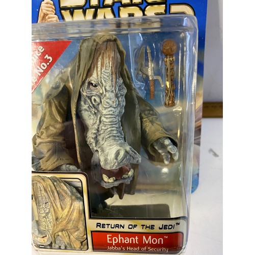 413 - Star Wars saga, The Return of the Jedi Ephant Mon figure in new sealed card condition. Jabba the Hut... 