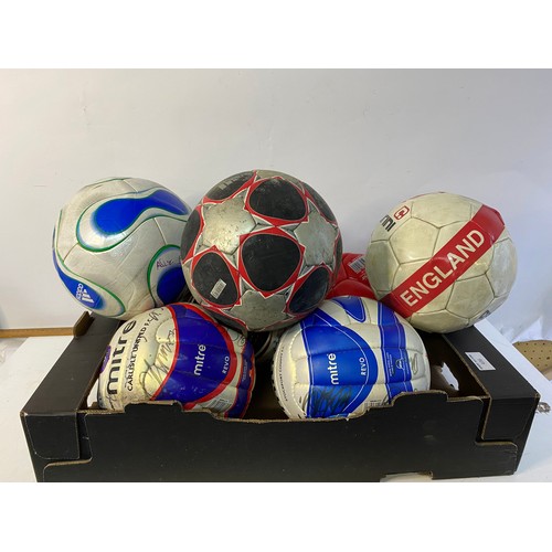 436 - Assortment of 7 x footballs including 3 x signed