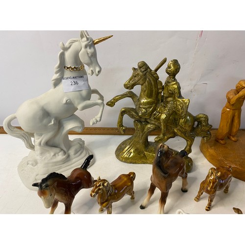 236 - Collection of Horse and similar ornaments from David Cornell, Schleich, Roy Richardson and others.