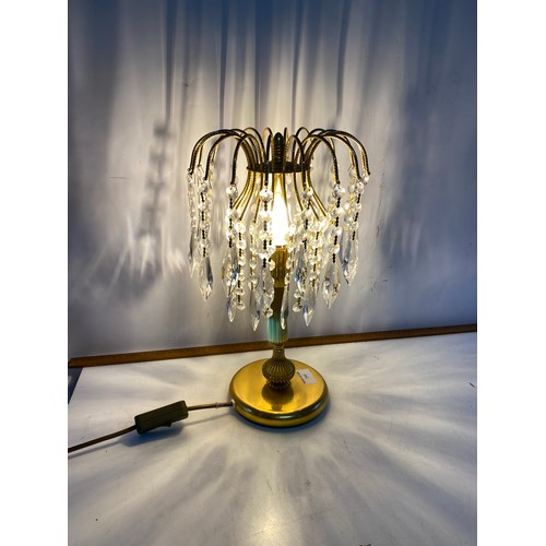 244 - Crystal drop waterfall table lamp.