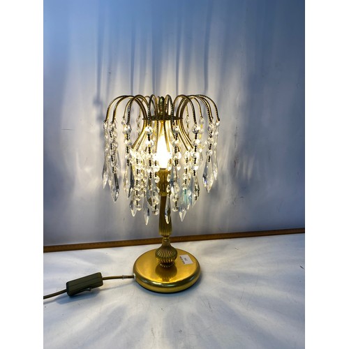 244 - Crystal drop waterfall table lamp.